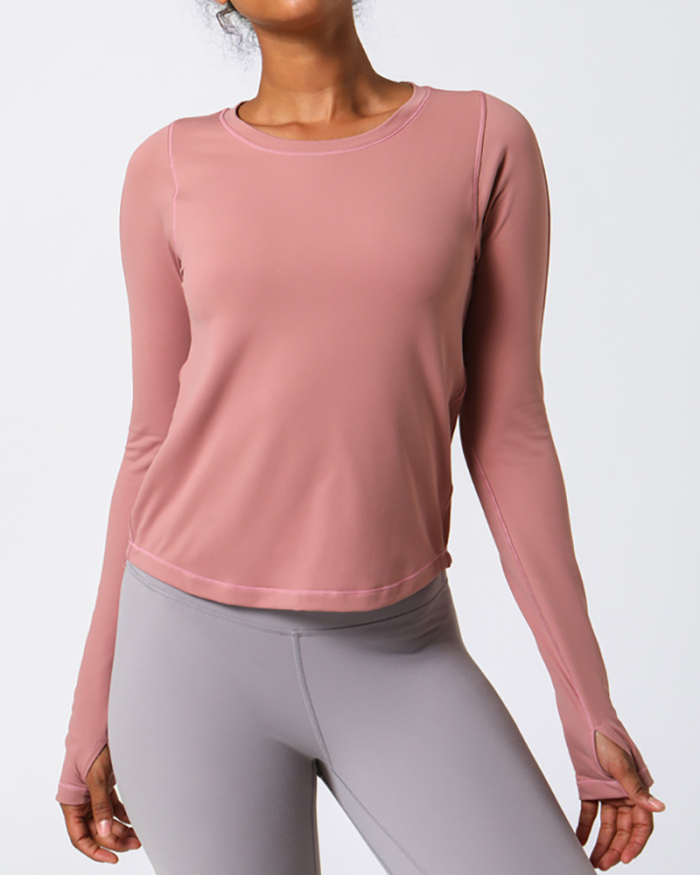 New Autumn Winter Yoga Long-Sleeved Sports Top Women's Loose Casual Fitness Clothes T-Shirt Sportswear Without Chest Pad S-XL
