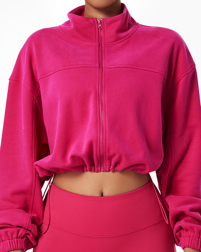 Women's Loose Long-Sleeved Casual Sports Sweater All-Match Top Outdoor Running Cycling Training Zipper Jacket Sweater S-XL