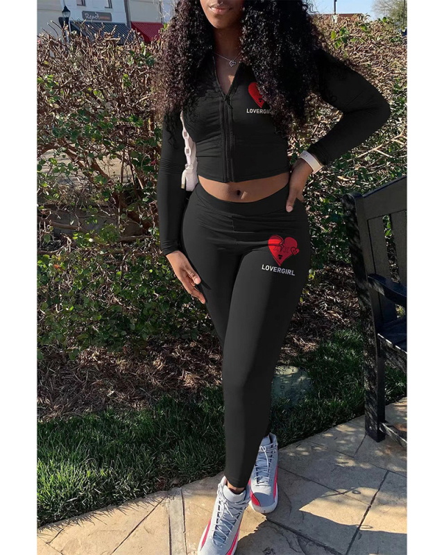Long Sleeve Leisure Women Cute Two Piece Pant Set S-XXL
