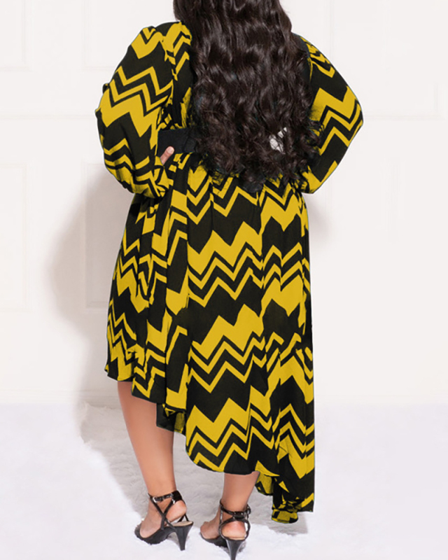 Plus Size Long Sleeve Printed Women Dress Hot Plus Size Dress XL-5XL