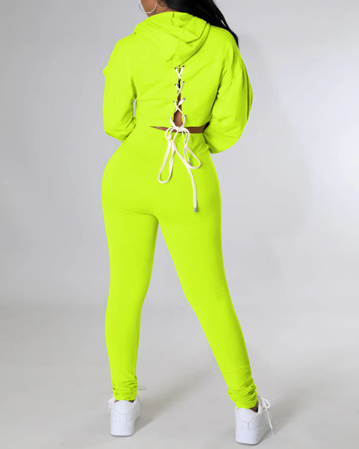 Long Sleeve Causal Women Hot Two Piece Pant Set S-XL