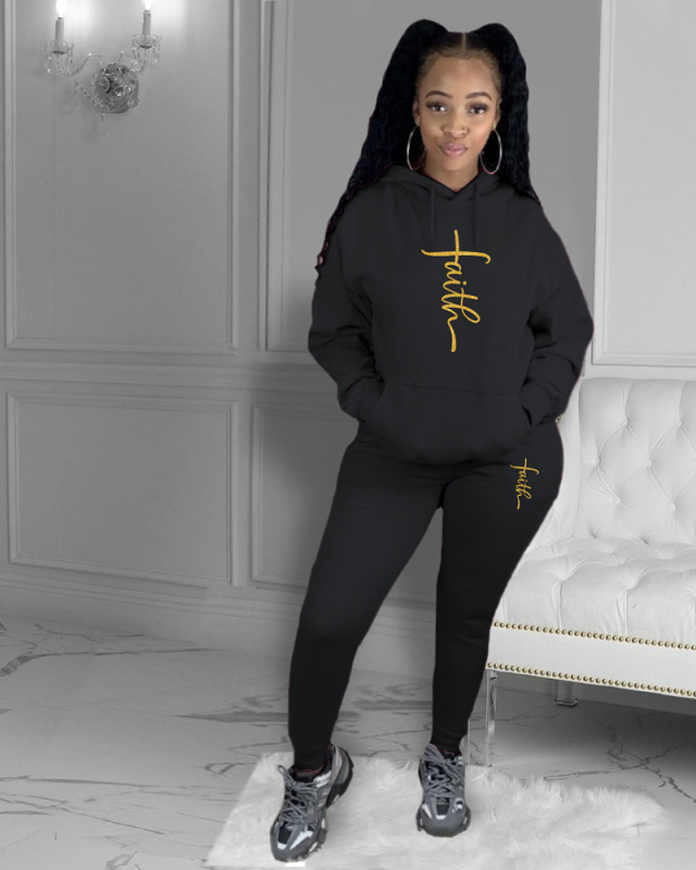 Letter Printed Women Wholesale Two Piece Pant Set S-3XL