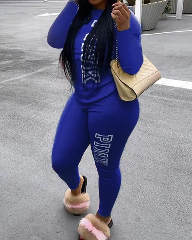Women Printed Fashion Sport Colorblock Casual Pants Sets Two Pieces Outfit Plus Size S-5XL