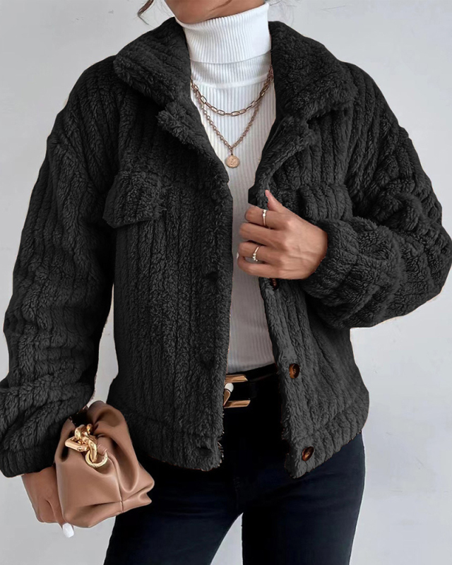 Women Thick Lapel Rabbit Plush Winter Coats Black Deep Gray Brown Apricot Deep Blue S-2XL