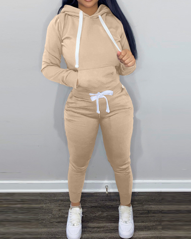 Long Sleeve Winter Two Piece Women Sporty Set