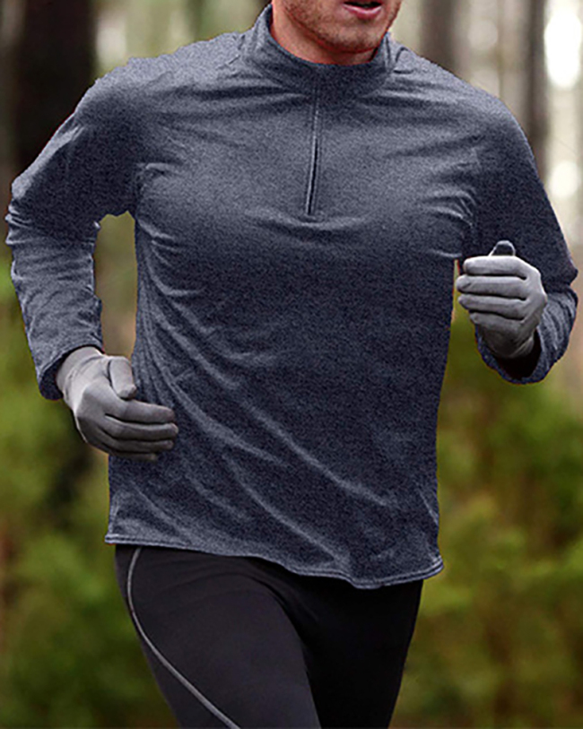 Running Men's Quickly Long Sleeve Mock Neck T-shirt S-2XL