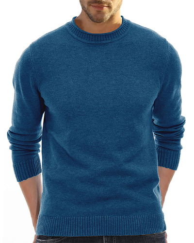 Wholesale Men's Long Sleeve Crew Neck Solid Color Basic Sweater S-2XL