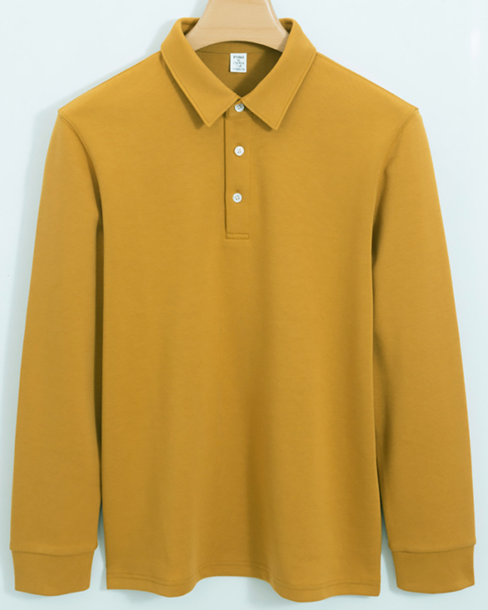 Long Sleeve Polo Color Cotton Solid Color Business man Pullover Sweaters White Black Gray Blue Coffee Yellow Green S-4XL