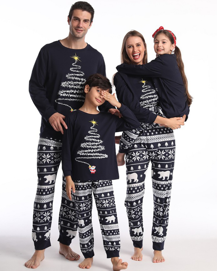 Hot Sale Christmas Familar House Wear Mom Dad Children Kids Dogs Red Navy Blue S-4XL