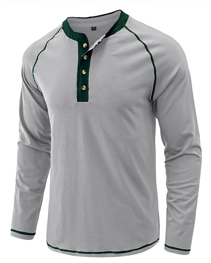 Men's Long Sleeve Colorblock Fall Hot Sale T-shirt S-2XL