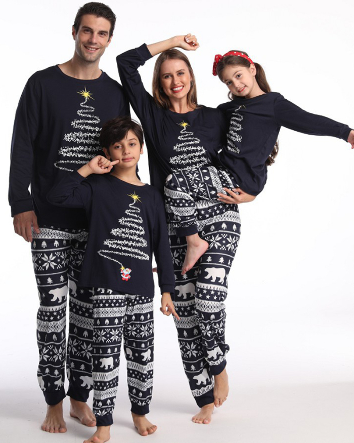 Hot Sale Christmas Familar House Wear Mom Dad Children Kids Dogs Red Navy Blue S-4XL