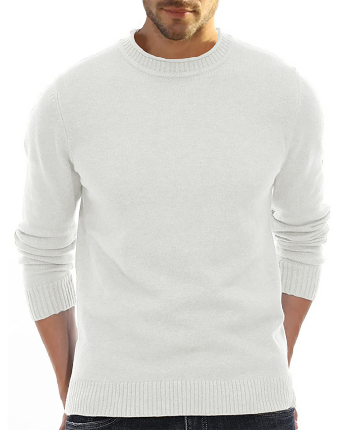 Wholesale Men's Long Sleeve Crew Neck Solid Color Basic Sweater S-2XL