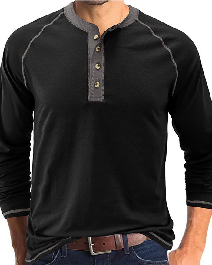 Men's Long Sleeve Colorblock Fall Hot Sale T-shirt S-2XL