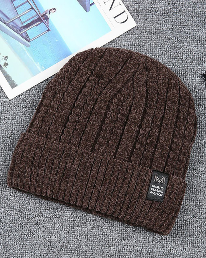 Men's Women Solid Color Warming Hot Trick Knit Hat Black Gray Brown Wine Red