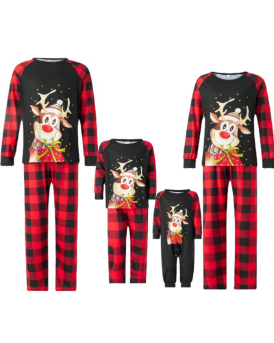 Deer Printed Family Sleepwear  Christmas Family House Wear Mom Dad Children Kids Costume