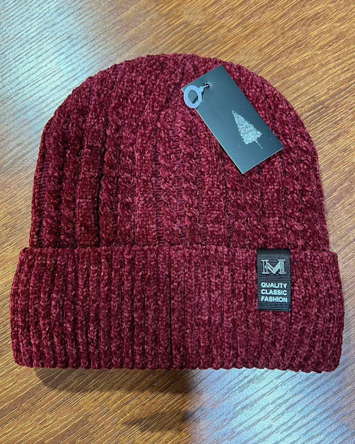 Men's Women Solid Color Warming Hot Trick Knit Hat Black Gray Brown Wine Red
