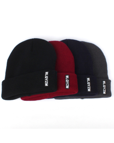 Fashion Basic Solid Color Autumn Woolen Knitting Cap Hat Red Blue Black Gray