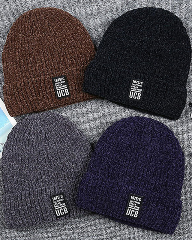 Men's Women Solid Color Warming Hot Trick Knit Hat Black Gray Brown Wine Red