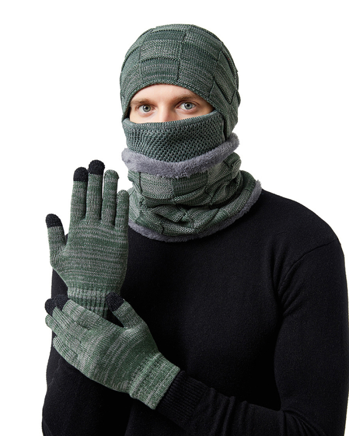 4PCS  Set Wholesale Unisex Beanie Hat Scarf Gloves Set