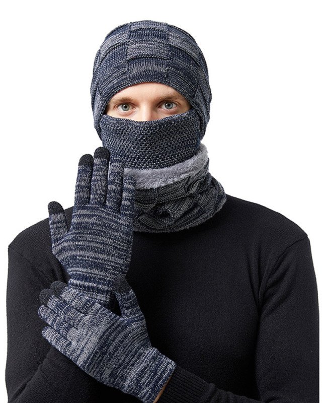 4PCS  Set Wholesale Unisex Beanie Hat Scarf Gloves Set