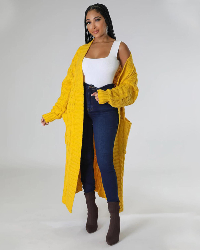 Winter Outside Sweater Cardigan Overcoat Long Sleeve Sweater Coat