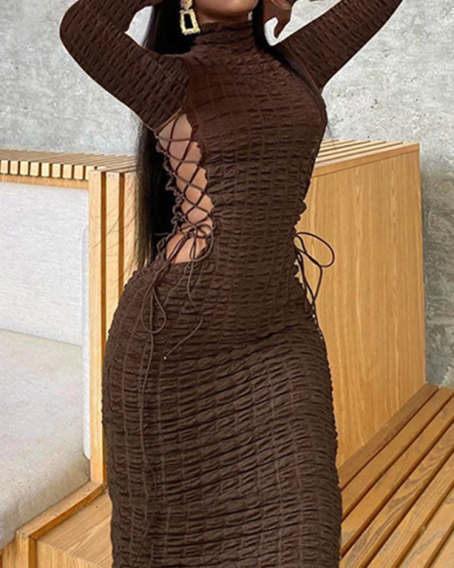 Solid Color Women Wholesale Long Autumn Winter Dress S-L