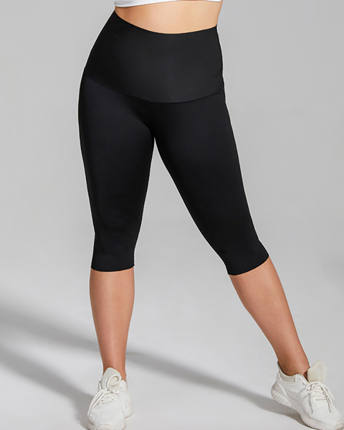 Women High Waist Solid Color Slim Plus Size Yoga Pants Sweatpants Black Shorts Legging XL-4XL