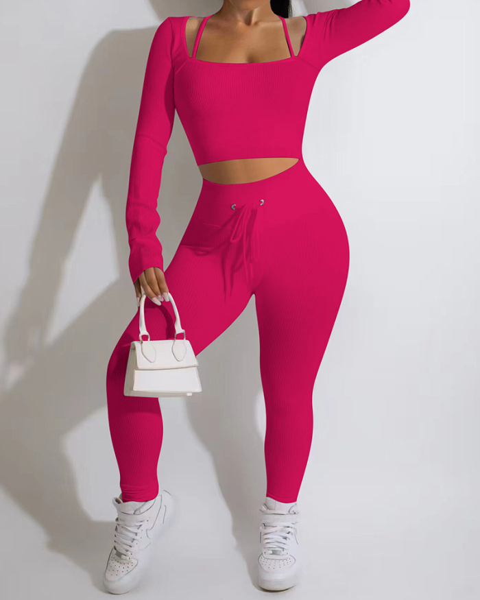 Solid Color Women New Two Piece Pant Set S-XL