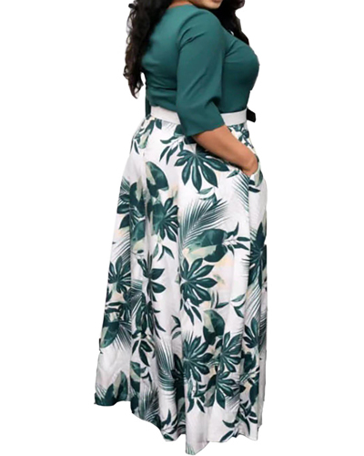 Floral Printed Plus Size Long Dress for Plus Size