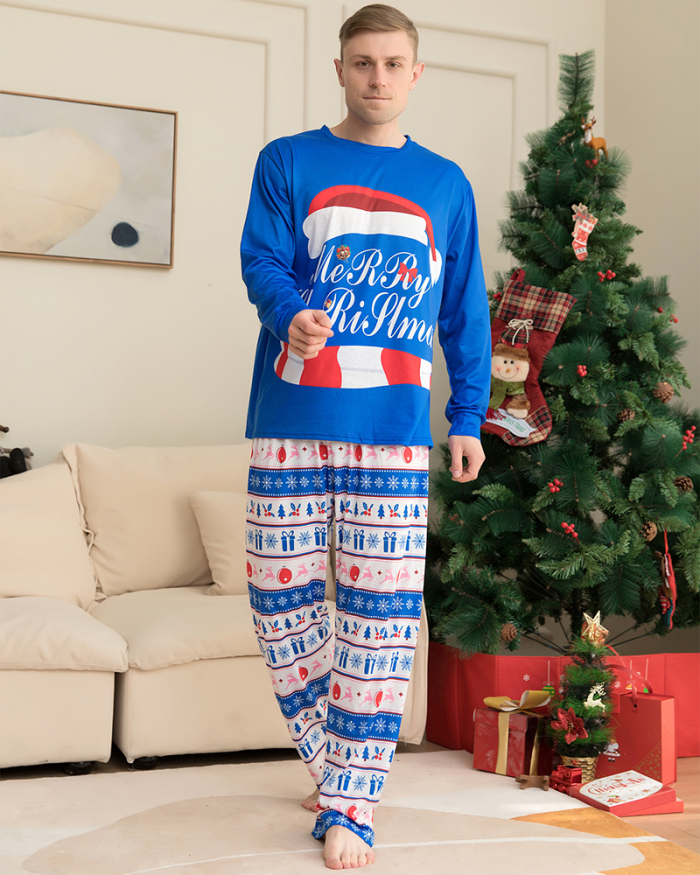 Snowflake Merry Christmas Home Wear Two Piece Sets Sleep Wear Blue