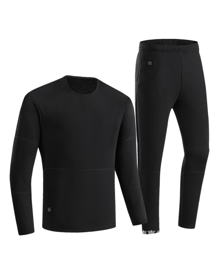 Women & Men's Heated Midlayer Long Sleeve Heated Underwear Suits Black Gray S-4XL