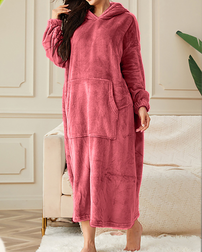 Velvet Sleep Dress Plus Length Plus Velvet Warm Home Wear