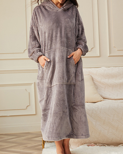 Velvet Sleep Dress Plus Length Plus Velvet Warm Home Wear