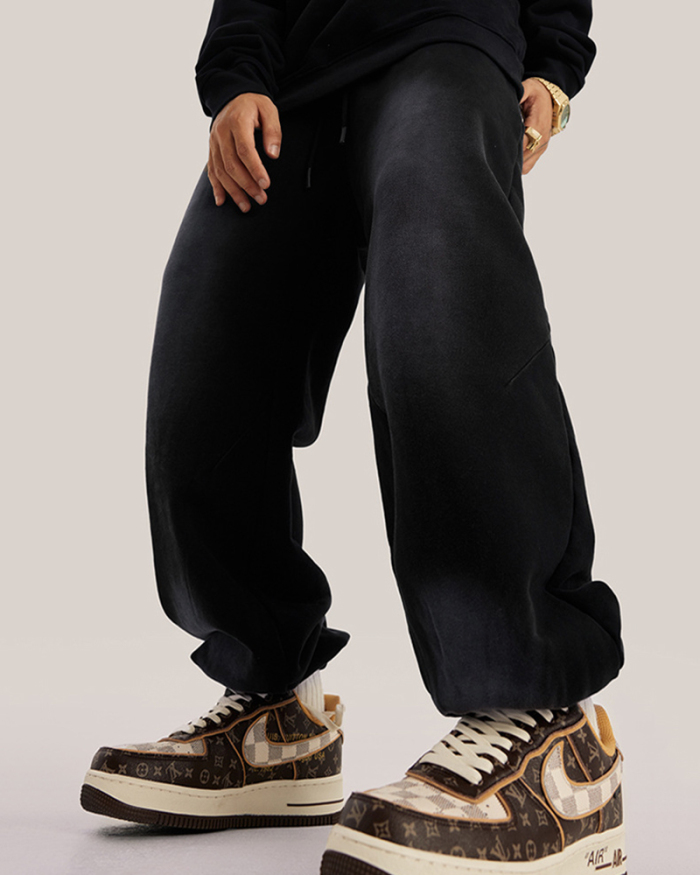 Cotton Vintage Unisex Gradient Retro Fashion Street Style Sweatshirt Top and Matching Pants S-XL