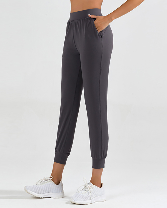 Quick-dry Women Running Pocket loose Yoga Pants S-2XL