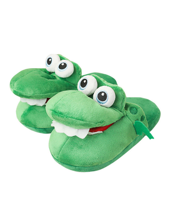 Cute Green Crocodile Plush Slippers Home Cotton Shoes