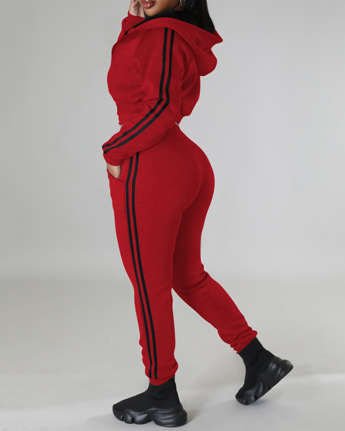 Women Long Sleeve Hoodies Pants Sets Two Pieces Outfit Gray Black Red S-XL