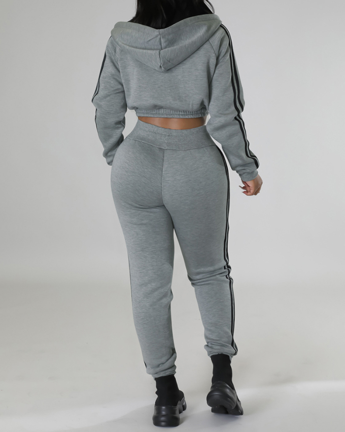 Women Long Sleeve Hoodies Pants Sets Two Pieces Outfit Gray Black Red S-XL