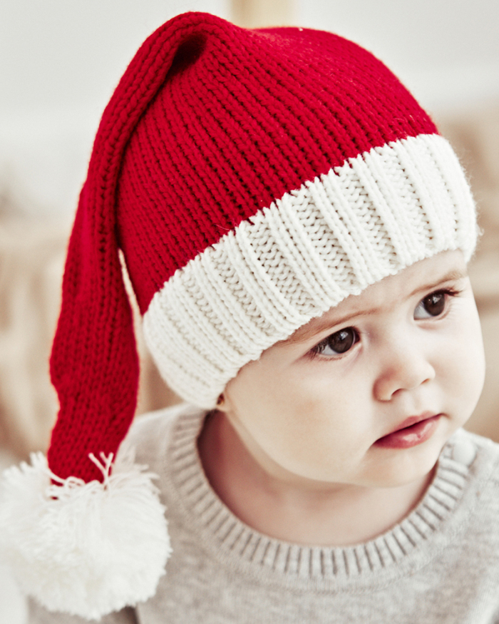 Winter Ball Mother Baby Knitted Christmas Hat Red Mom& Baby