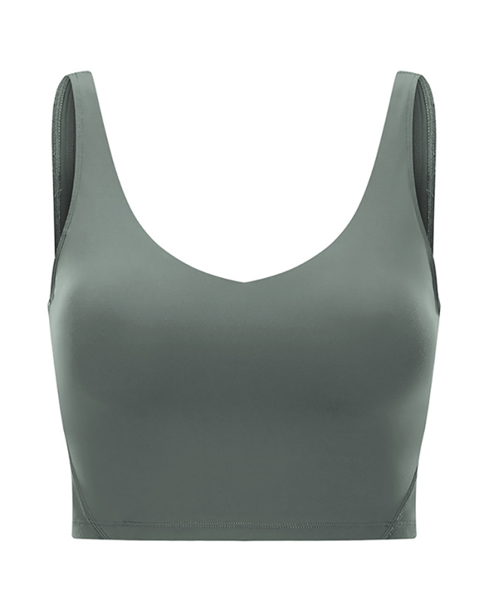 Women Sleeveless Solid Color Yoga Sports Bra Tops Vest 4-12
