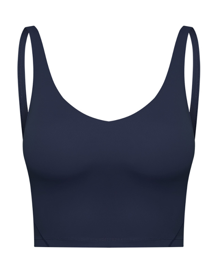 Women Sleeveless Solid Color Yoga Sports Bra Tops Vest 4-12