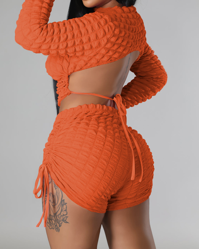 Solid Color Women Two Piece Sexy Two Piece Set
