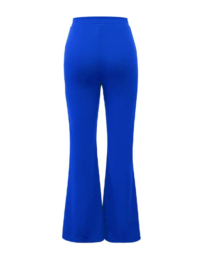 Fashion Women High Waist Solid Color Wide Leg Pants S-XL