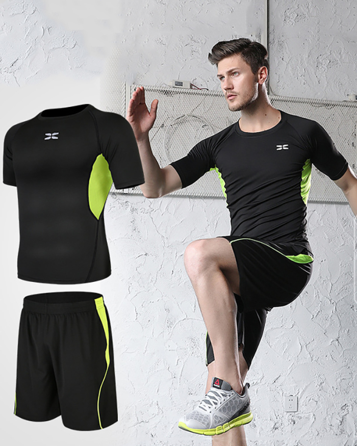 Mens Patchwork Casual Running Sports Training Sports Suits Active Wear S-3XL
