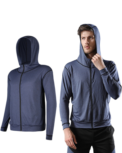 Men Long Sleeve Active Wear Breathable Hoodies Coat S-3XL