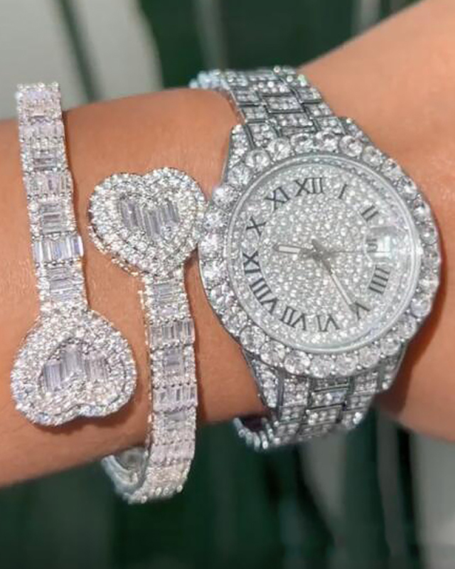 Hip Pop Diamond Heart Charm