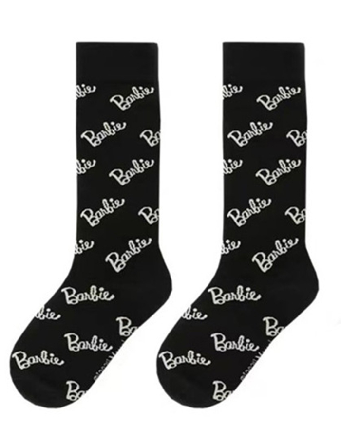 Fashion Black White Letter Prints Casual Socks