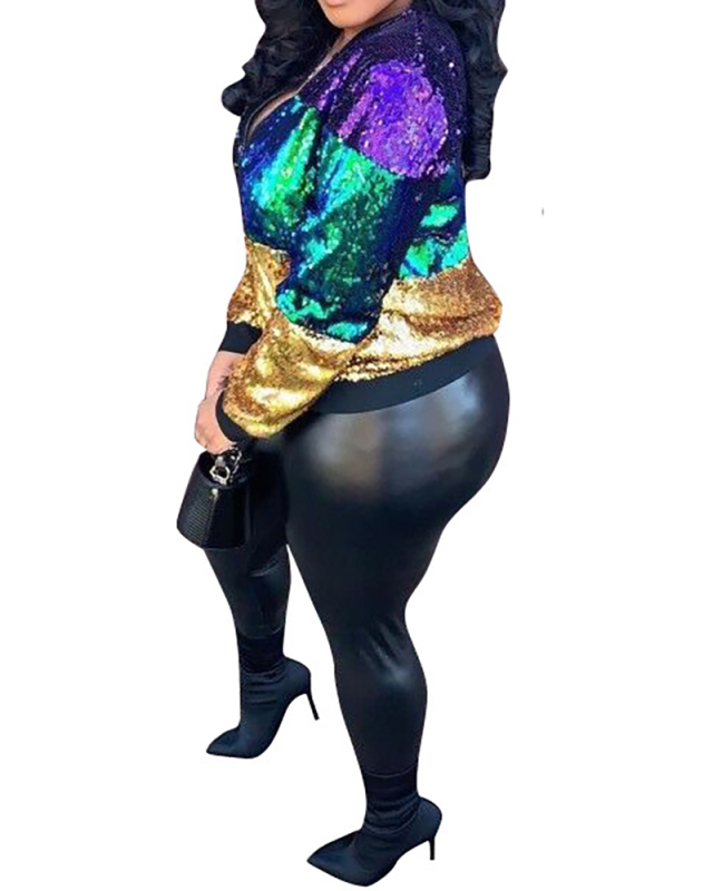 Women Colorblock Long Sleeve Fashion Jackets S-2XL