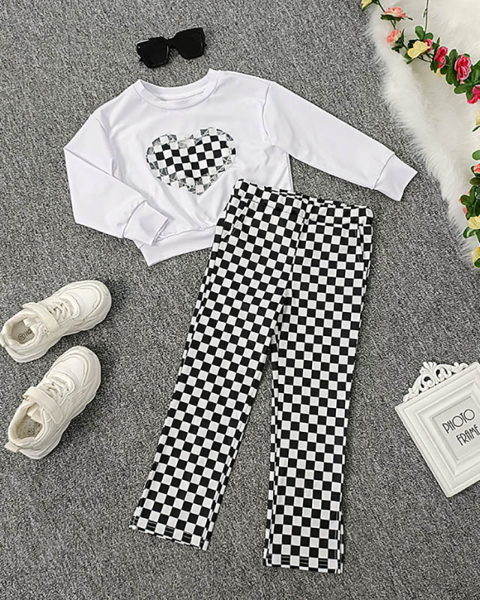 Love Heart Printed Girl Cute Two Piece Pant Set