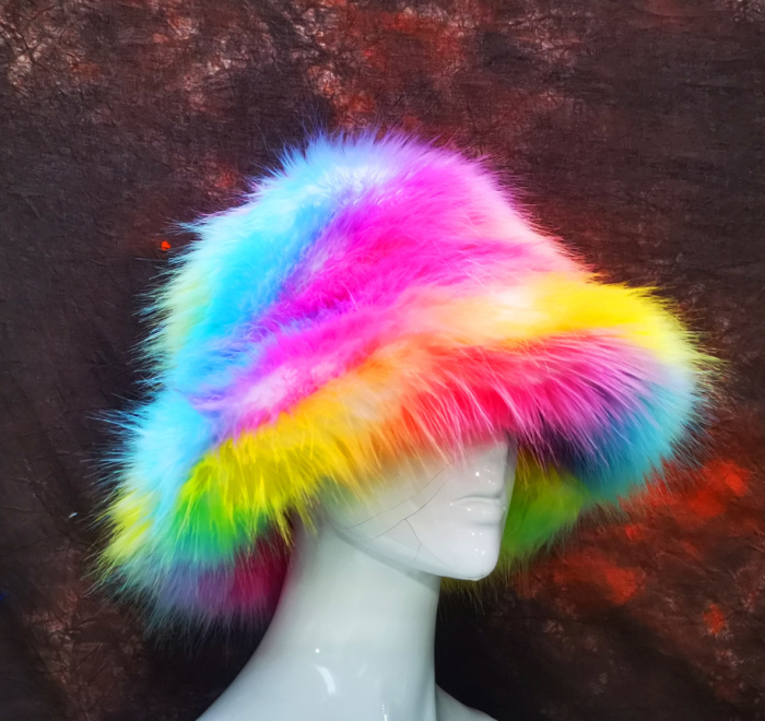 Fashion Colorful Rainbow Warm Winter Bucket Hat